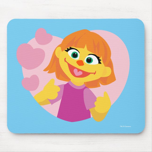 Mousepad Rua Sésamo | Coração Rosa Julia (Frente)
