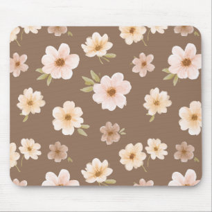 Mousepad Rubor Marrom Creme Floral