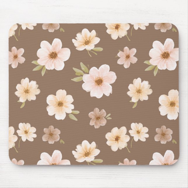 Mousepad Rubor Marrom Creme Floral (Frente)