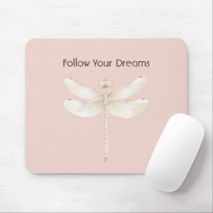 Mousepad Rubor Rosa Creme Libélula Branca