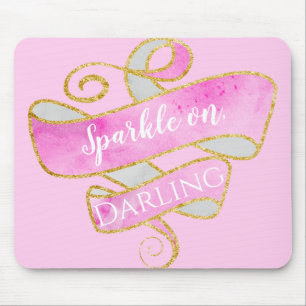 Mousepad Rubor Rosa Dourado Brilho Faísca Em, Querida