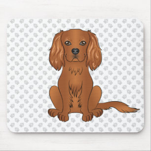 Mousepad Ruby Cavalier King Charles Spaniel & Paws
