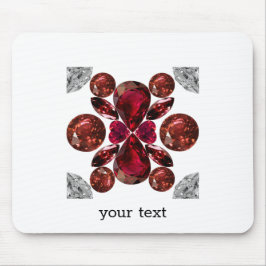 Mousepad Ruby & Diamond Gemstone Art Red
