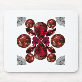 Mousepad Ruby & Diamond Gemstone Art Red