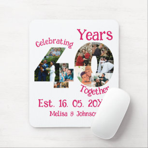 Mousepad Ruby Red 40th Wedding Anniversário 11 Foto Colagem