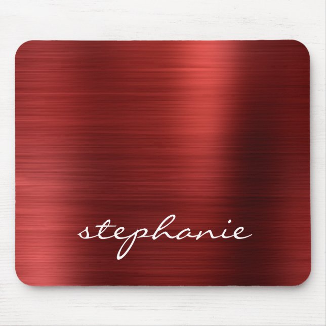 Mousepad Ruby Red Faux Bruted Metal Personalizado (Frente)