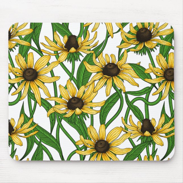 Mousepad Rudbekia amarela em branco (Frente)