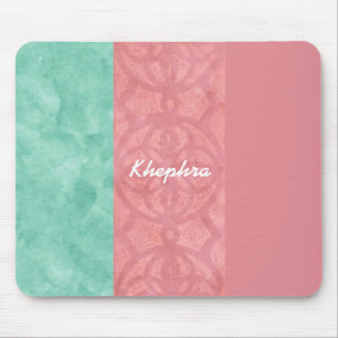 Mousepad Ruddy Pink Batik E Blue Watercolor Name
