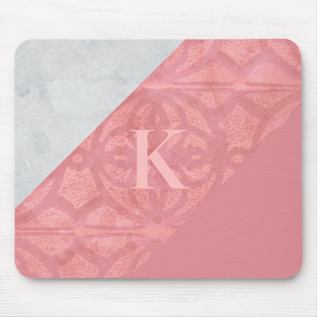Mousepad Ruddy Pink Batik E Cinza Watercolor Letra (Frente)