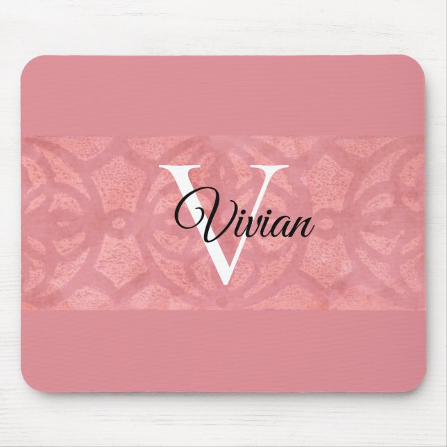 Mousepad Ruddy Pink Batik Name Monogrammed (Frente)