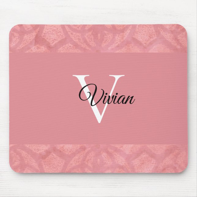 Mousepad Ruddy Pink Batik Name Monogrammed (Frente)