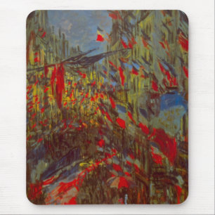 Mousepad Rue Montorgueil com Bandeiras por Claude Monet