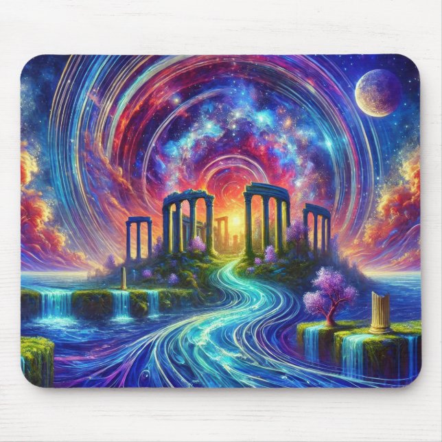 Mousepad Ruínas do Templo Celestial com Rio Cósmico Fluindo (Frente)
