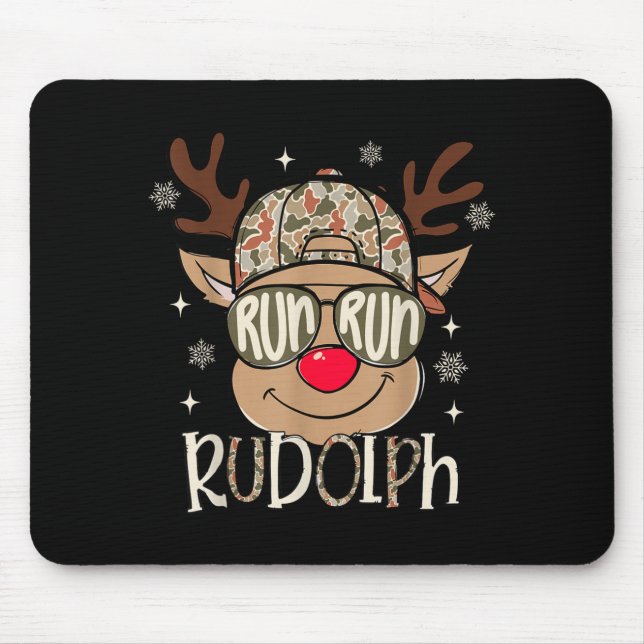 Mousepad Run Rudolph Santa's Reindeer Christmas Camo Boys T (Frente)