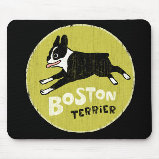 Mousepad Running Boston Terrier Cartoon Dog | Cão Energetic