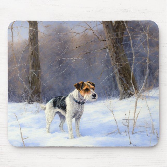 Mousepad Russell Terrier Deixe-o nevar no Natal (Frente)