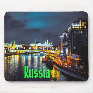 Mousepad Rússia ou Federação Russa de Moscou à Noite