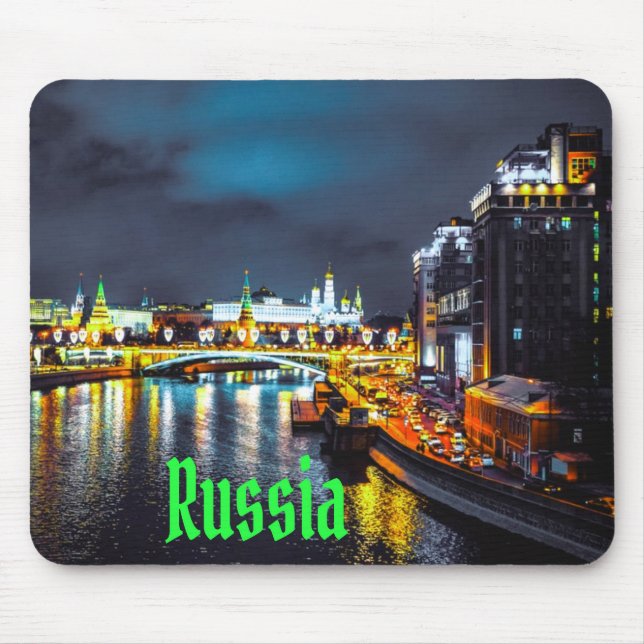 Mousepad Rússia ou Federação Russa de Moscou à Noite (Frente)