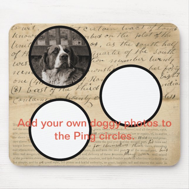 Mousepad Rustic 1860's Your Custom Dog Art Ephemera Impress (Frente)
