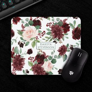 Mousepad Rustic Blooms Terracotta e Marsala Red Custom