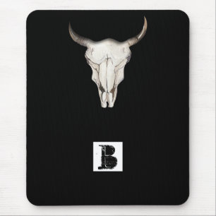 Mousepad Rustic Boho Cow Bull Horns Western Country
