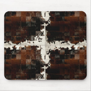 Mousepad Rustic Brown Patchwork Cowhide