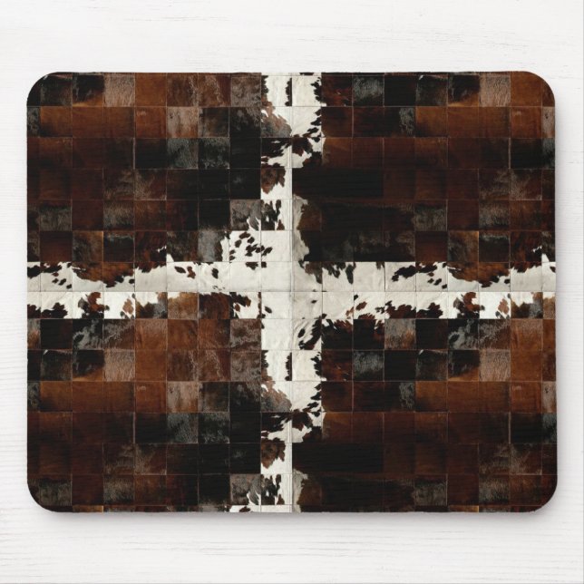 Mousepad Rustic Brown Patchwork Cowhide (Frente)