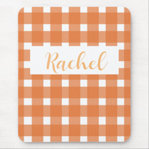 Mousepad Rustic Fall Orange White Gingham
