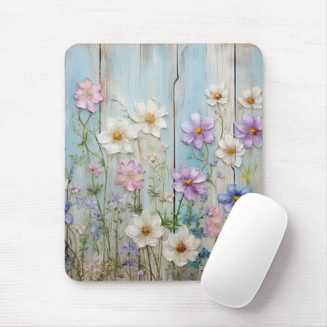 Mousepad Rustic Farmhouse Wildflower Cottage Floral (Com mouse)