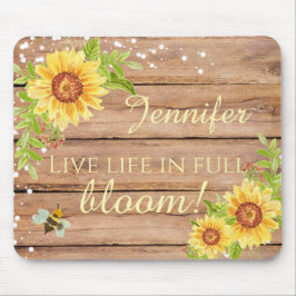 Mousepad Rustic Live Life In Cheio Bloom Yellow Floral