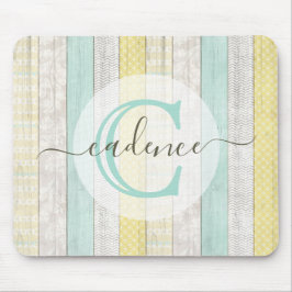Mousepad Rustic Mint & Yellow Boho Geo Modern Personalizado