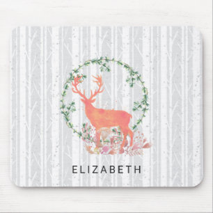 Mousepad Rustic Reindeer Boho Watercolor Personalizado