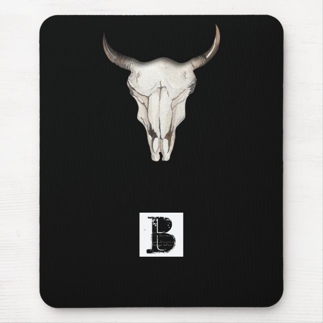 Mousepad Rústico Boho Chifres de Touro Ocidental Country (Frente)