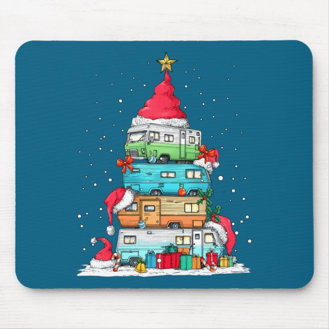 Mousepad Rv Camng Camper Travel Vacation Christmas Tree Xma (Frente)