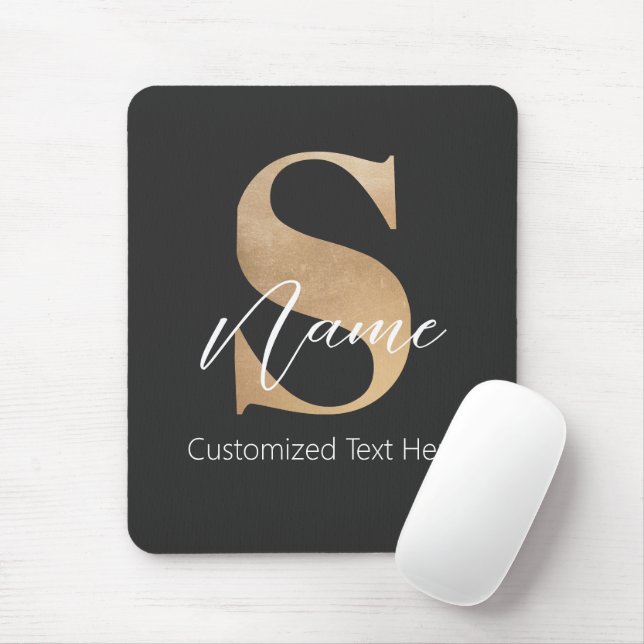 Mousepad S & Name Iniciais Monogramados Modernos Personaliz (Com mouse)