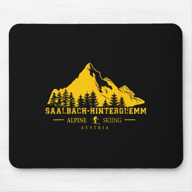Mousepad Saalbach Hinterglemm Austria Ski Resort Alpine Ski (Frente)