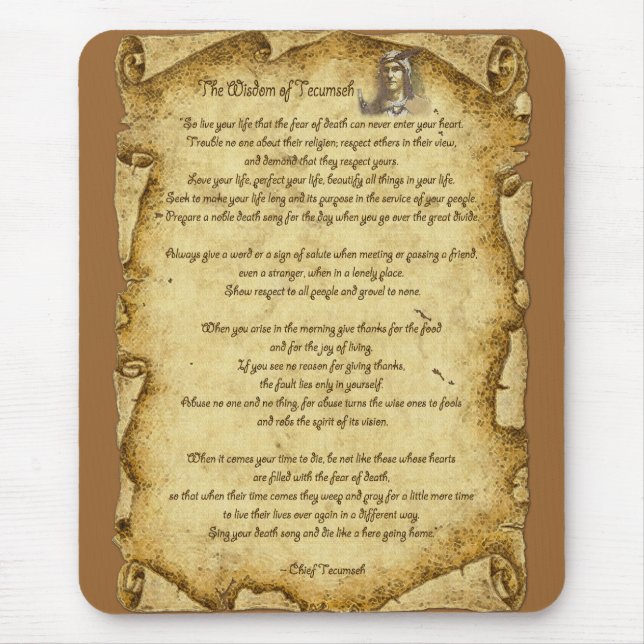 Mousepad Sabedoria Nativa Americana do Chefe Tecumseh (Frente)