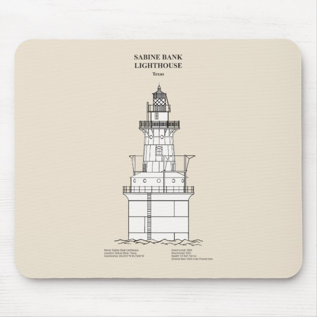 Mousepad Sabine Bank Lighthouse - Texas - SBD (Frente)