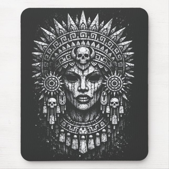 Mousepad Sacerdotisa Coroada com Caveira — por BurnsInHell (Frente)