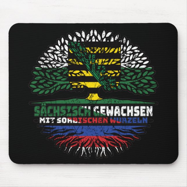Mousepad Sachsen Sächsisch Sorbisch Sorben Baum Wurzel Flag (Frente)