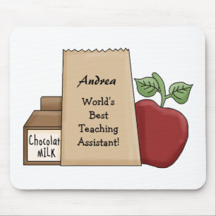 Mousepad Saco do almoço/assistente ensino dos Apple-Mundos