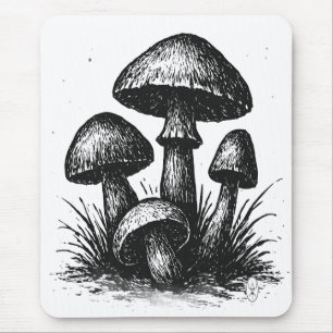 Mousepad Saco Tote de Aglomerado de Cogumelos Desenhados a