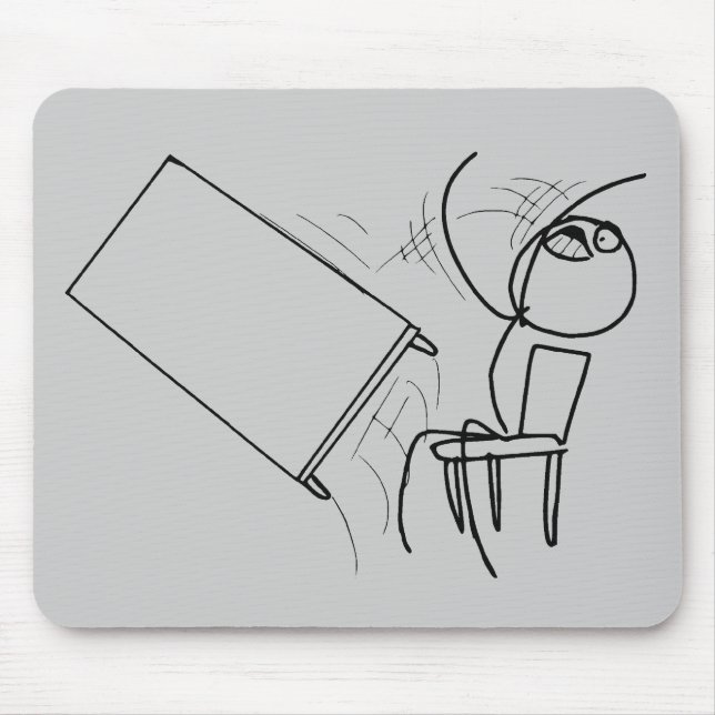Mousepad Sacudir da mesa que lança a cara Meme da raiva (Frente)