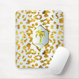 Mousepad Safari Chic Luxo Dourado & Branco Estampa Animal