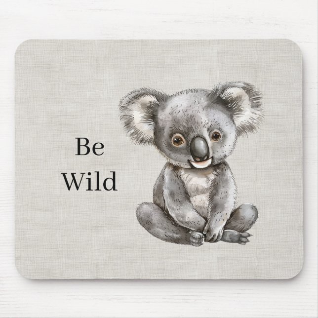 Mousepad Safari de Coala Tecido de Linho Falso (Frente)