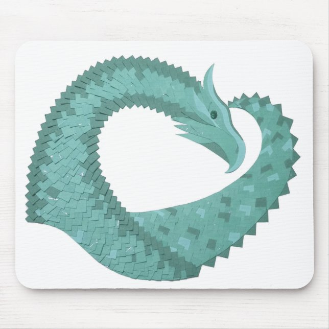 Mousepad Sage green heart dragon on white (Frente)