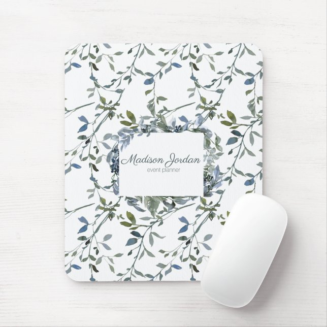 Mousepad Sage Silver Green Floral (Com mouse)