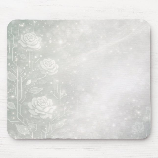 Mousepad Sage suave e florais brancas esmaltadas é um desig (Frente)