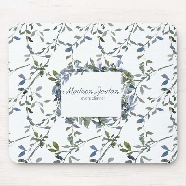 Mousepad Sage Verde Prateado Floral (Frente)