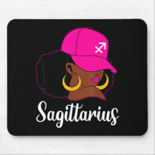 Mousepad Sagitário Menina Negra Rosa Cap Zodíaco Aniversári
